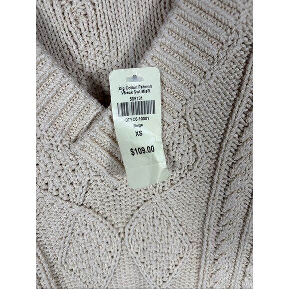 L.L Bean Signature fisherman cable V neck sweater size XS - Picture 3 of 5